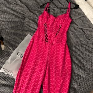 Outcast pink backless jumpsuit, size L